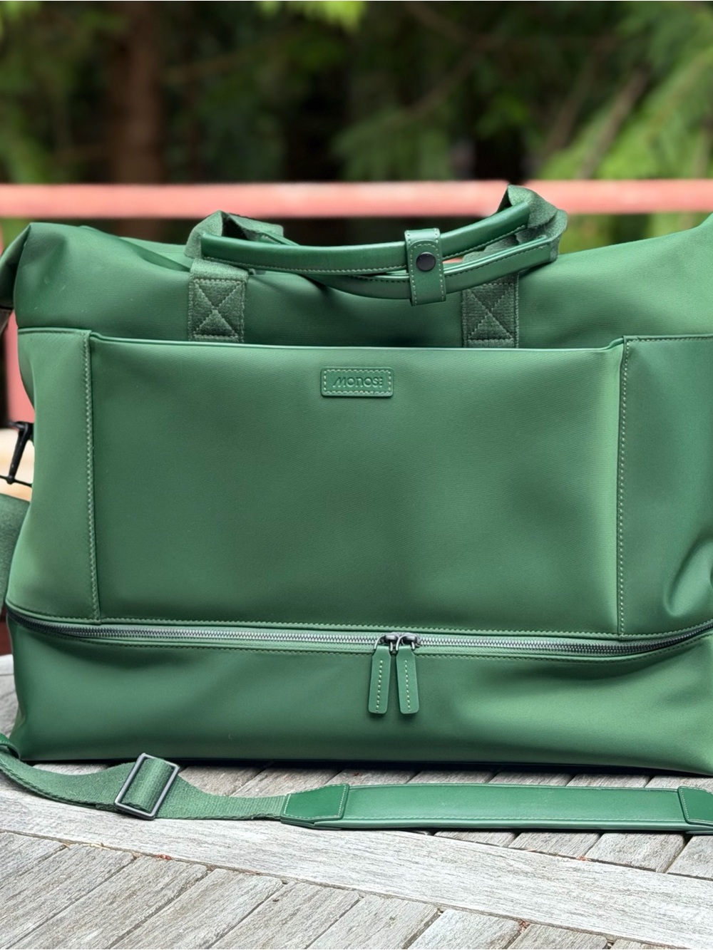 Monos The Metro Tote Forest Green Vegan Leather Travel Bag Organizer Unisex